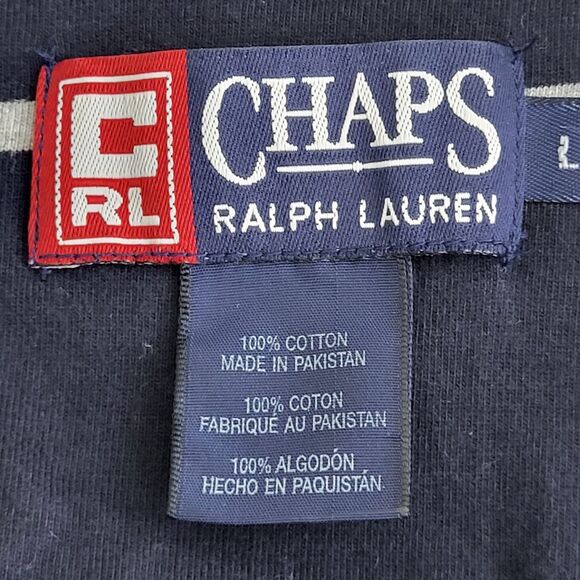 Vintage Chaps Ralph Lauren Size L Striped Rugby Polo Shirt Long Sleeves Cotton - Picture 12 of 16